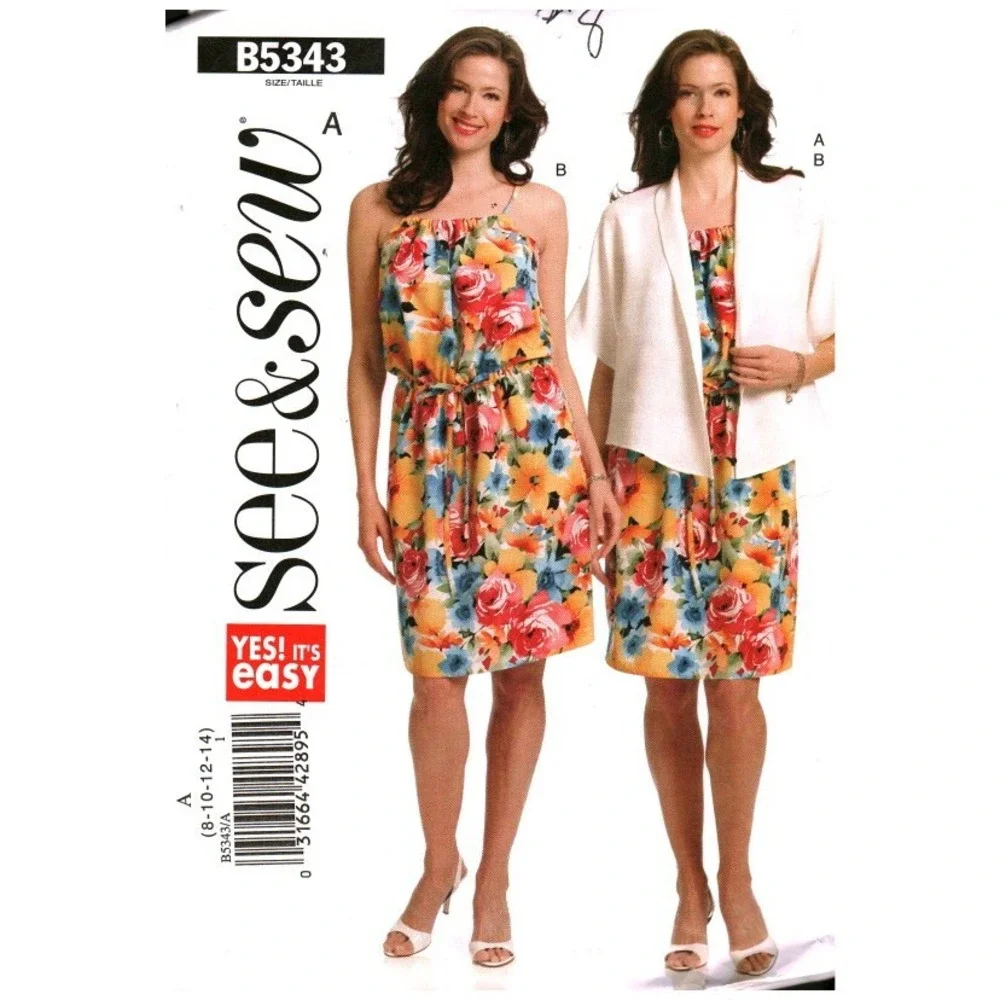Butterick See & Sew B5343 Misses Jacket and Dress Sewing Pattern Size 8 CUT Easy